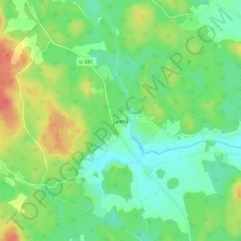 Carte topographique Svanå, altitude, relief