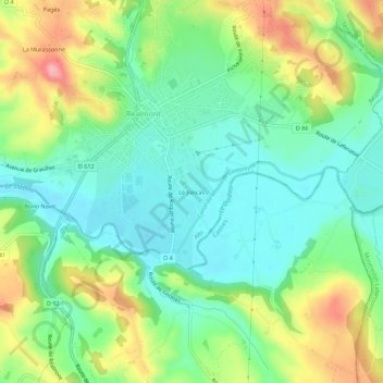Carte topographique Le Joncas, altitude, relief