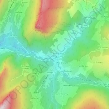 Carte topographique Pré du Comte, altitude, relief