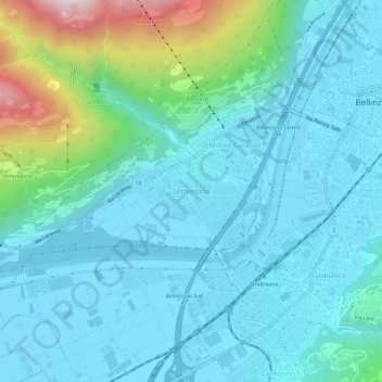 Carte topographique Sementina, altitude, relief