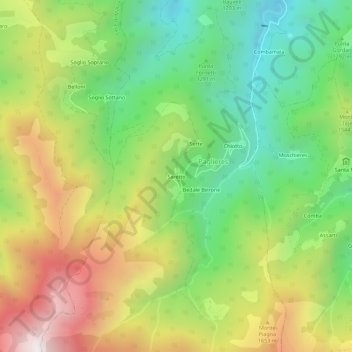 Carte topographique Saretto, altitude, relief