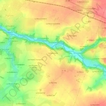 Carte topographique La Poinstière, altitude, relief