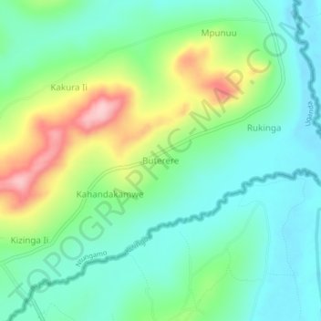 Carte topographique Buterere, altitude, relief