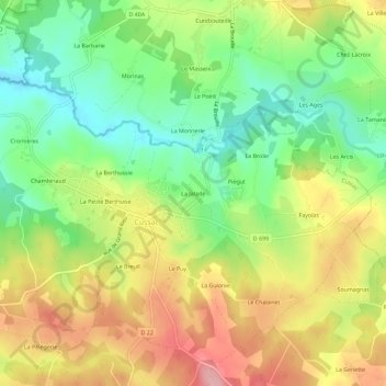 Carte topographique La Jalade, altitude, relief