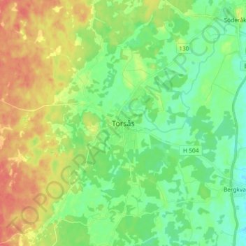Carte topographique Torsås, altitude, relief
