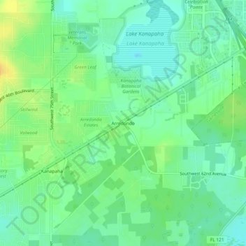 Carte topographique Arredondo, altitude, relief