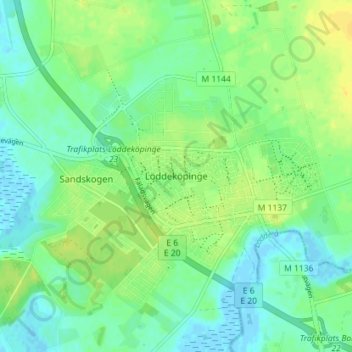 Carte topographique Löddeköpinge, altitude, relief