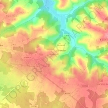 Carte topographique Cardonne, altitude, relief
