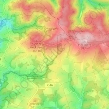 Carte topographique Siebelsnaaf, altitude, relief