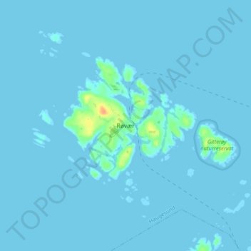 Carte topographique Røvær, altitude, relief