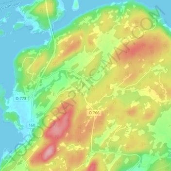 Carte topographique Stenshult, altitude, relief
