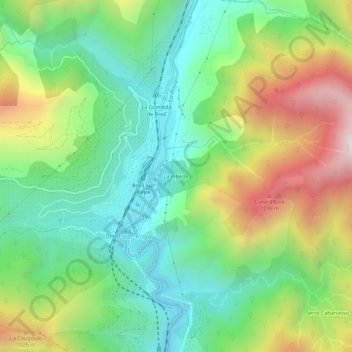 Carte topographique La Pinède, altitude, relief