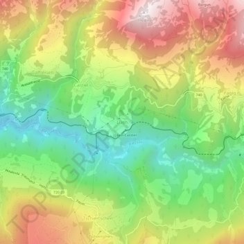 Carte topographique Lüen, altitude, relief