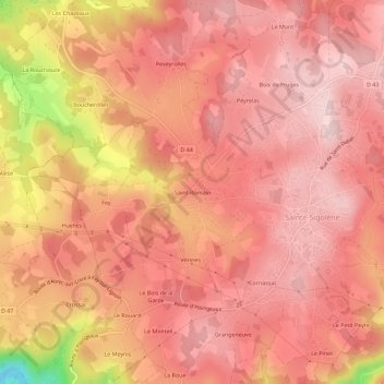 Carte topographique Saint-Romain, altitude, relief