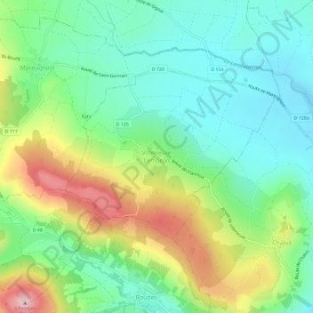 Carte topographique Villeneuve Lembron, altitude, relief