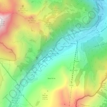 Carte topographique Très les Pierres, altitude, relief