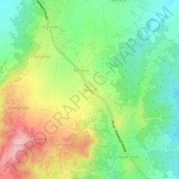 Carte topographique Angal, altitude, relief