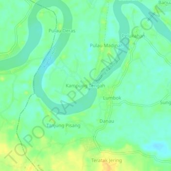 Carte topographique Kampung Tengah, altitude, relief