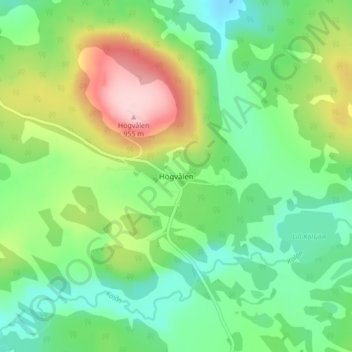 Carte topographique Högvålen, altitude, relief