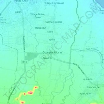 Carte topographique Quartier-Morin, altitude, relief