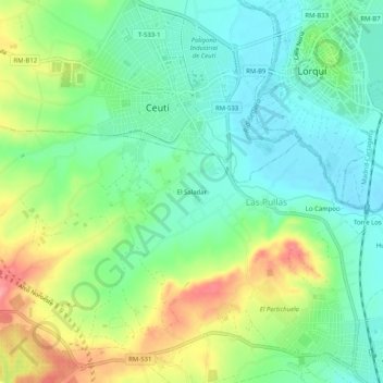 Carte topographique El Saladar, altitude, relief