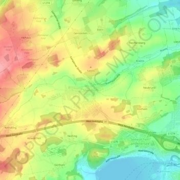 Carte topographique Steindorf, altitude, relief