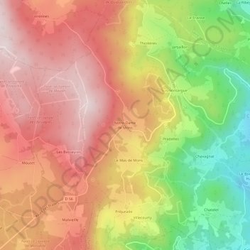 Carte topographique Notre-Dame de Mons, altitude, relief