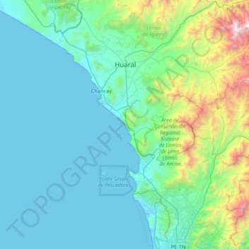 Carte topographique Los Lobos, altitude, relief