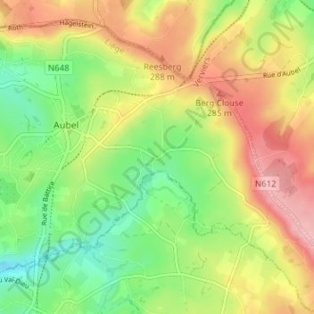 Carte topographique Cosenberg, altitude, relief