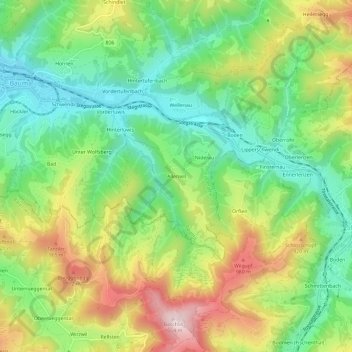 Carte topographique Allenwil, altitude, relief