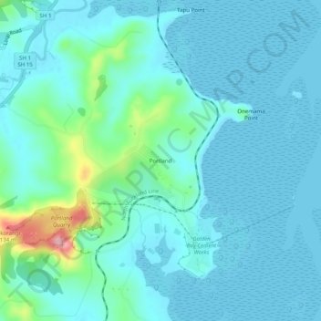 Carte topographique Portland, altitude, relief