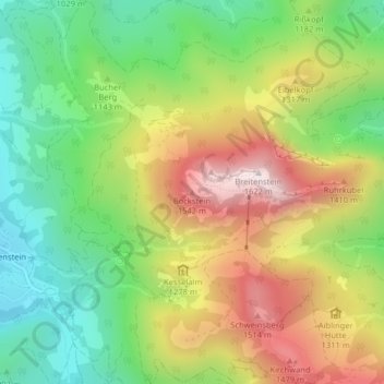 Carte topographique Bockstein, altitude, relief