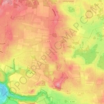 Carte topographique Pessenhausen, altitude, relief