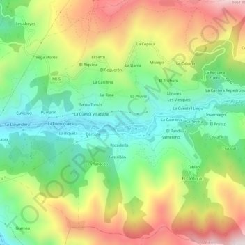 Carte topographique La Caleyina, altitude, relief