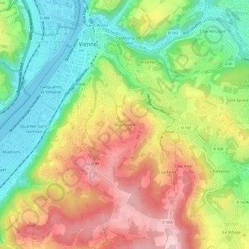 Carte topographique Beauregard, altitude, relief