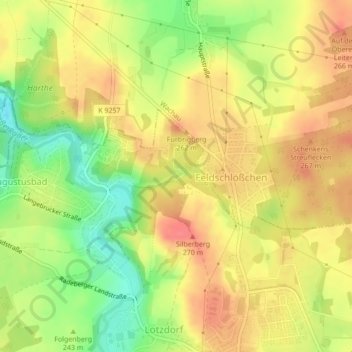 Carte topographique Augustusbad, altitude, relief