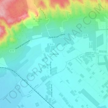 Carte topographique Les Baïsses, altitude, relief