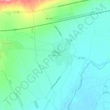 Carte topographique Valderrubio, altitude, relief