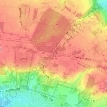 Carte topographique Schafberg, altitude, relief