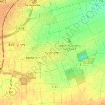 Carte topographique Kückhoven, altitude, relief