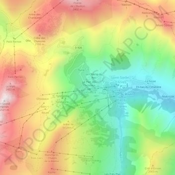 Carte topographique Comborsière, altitude, relief