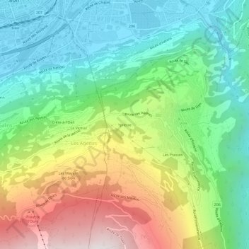 Carte topographique Ypresse, altitude, relief