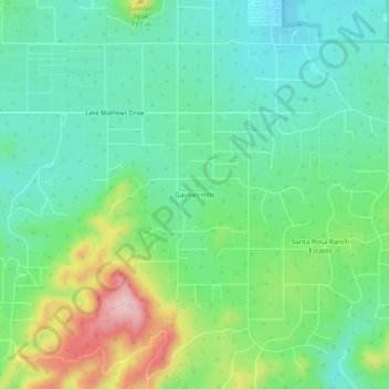 Carte topographique Gavilan Hills, altitude, relief