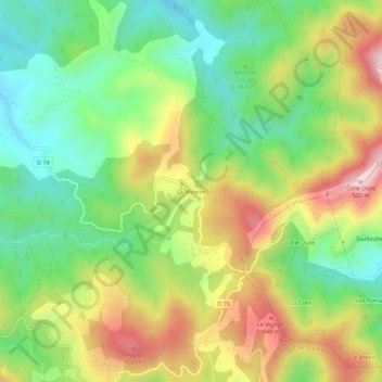 Carte topographique La Mourre, altitude, relief