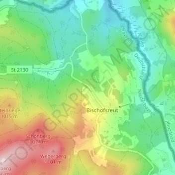 Carte topographique Fuchsreut, altitude, relief