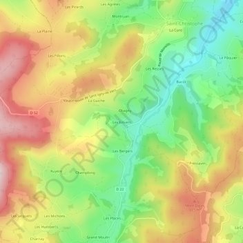 Carte topographique Les Jolivets, altitude, relief