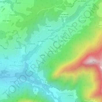 Carte topographique Le Mont, altitude, relief