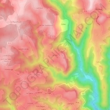 Carte topographique Le Dat, altitude, relief