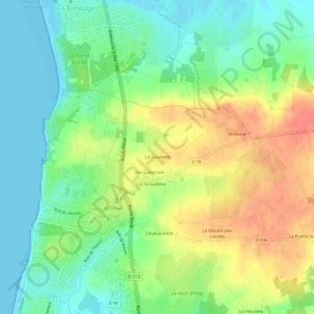 Carte topographique La Daviterie, altitude, relief