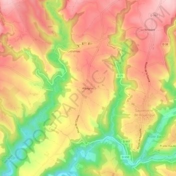 Carte topographique Albagnac, altitude, relief